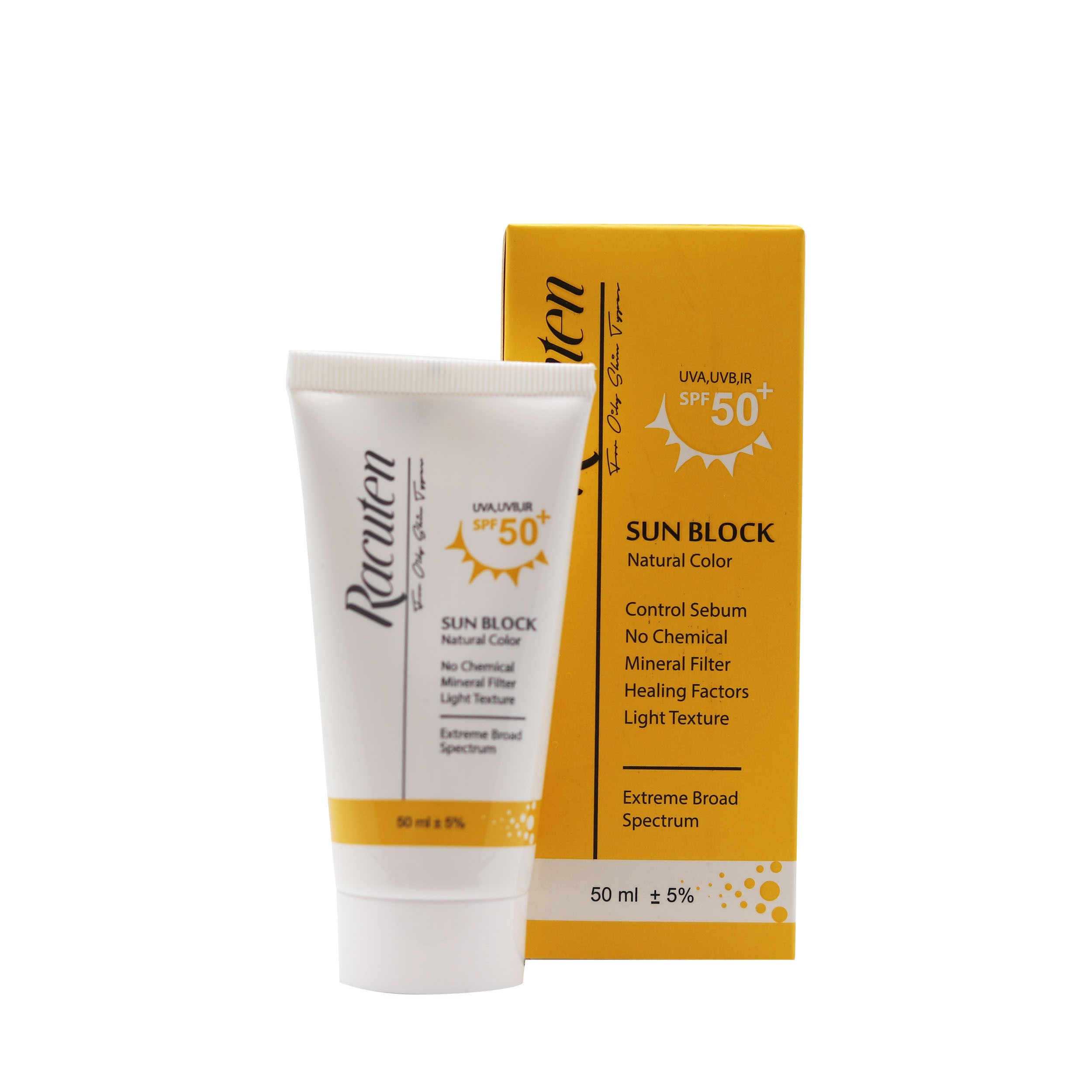 راکوتن کرم ضد آفتاب پوست چرب spf50  طبیعی