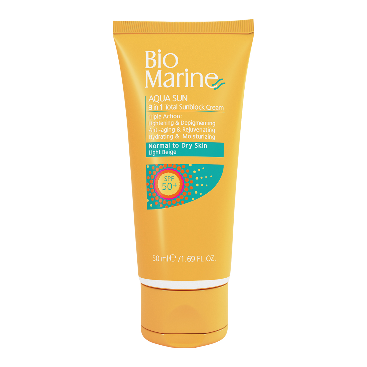 کرم ضدافتاب روشن کننده spf50 پوست خشک بژ روشن بایومارین